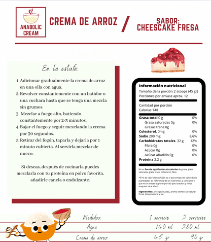 Crema de arroz instantánea - Cheescake de fresa