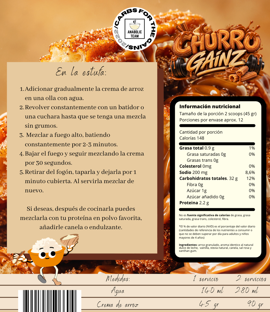 Crema de arroz - Churro Gainz EDICIÓN LIMITADA / PRE-VENTA