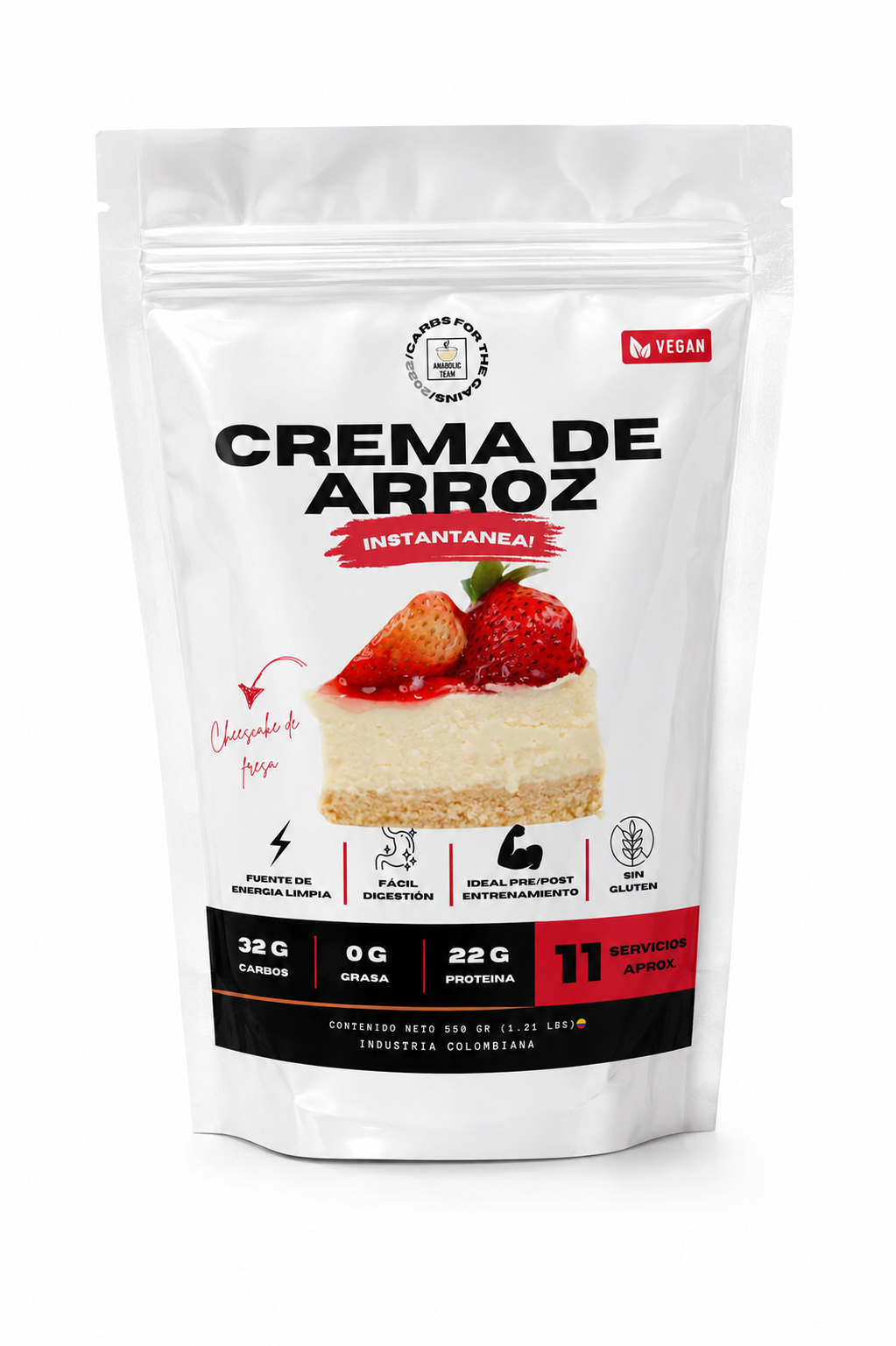Crema de arroz instantánea - Cheescake de fresa