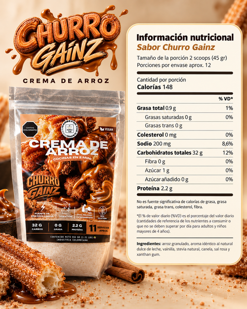 Crema de arroz - Churro Gainz EDICIÓN LIMITADA x 550 gr