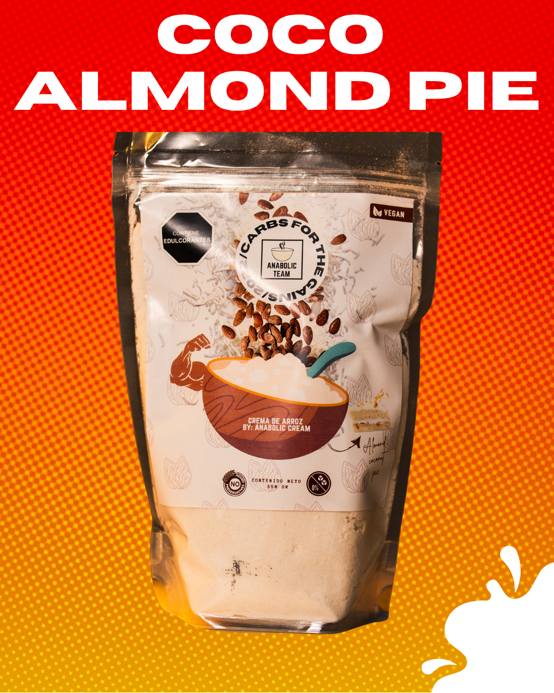 Crema de arroz - Pie de coco con almendra