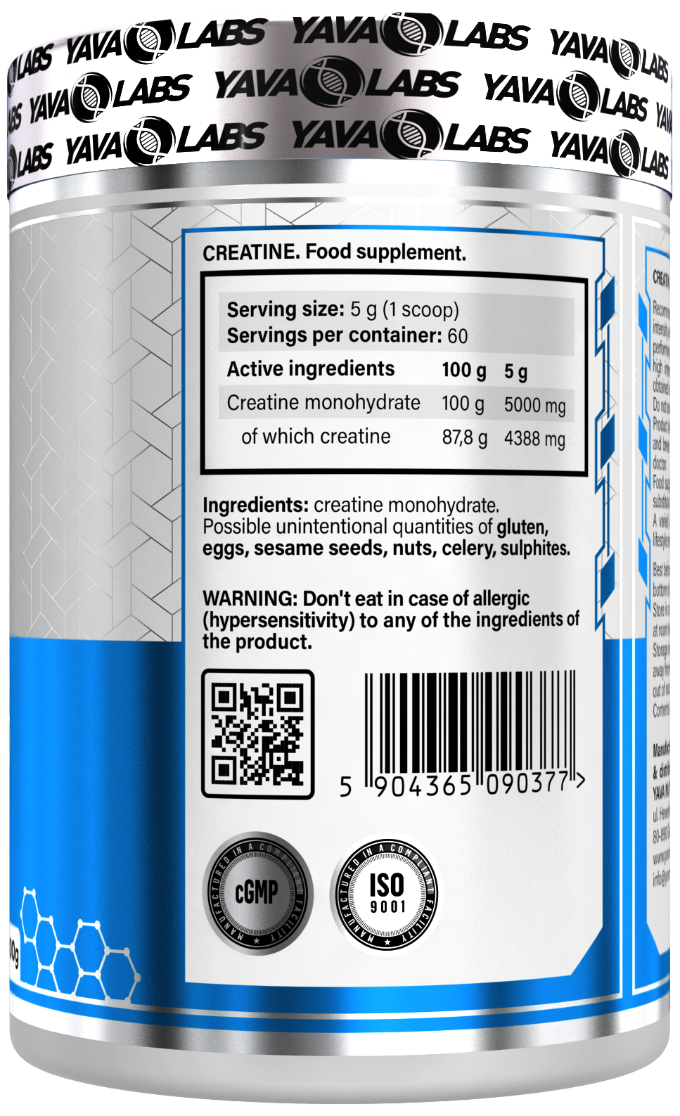Creatina Monohidrato x 500 gr (100 servicios) - YavaLabs