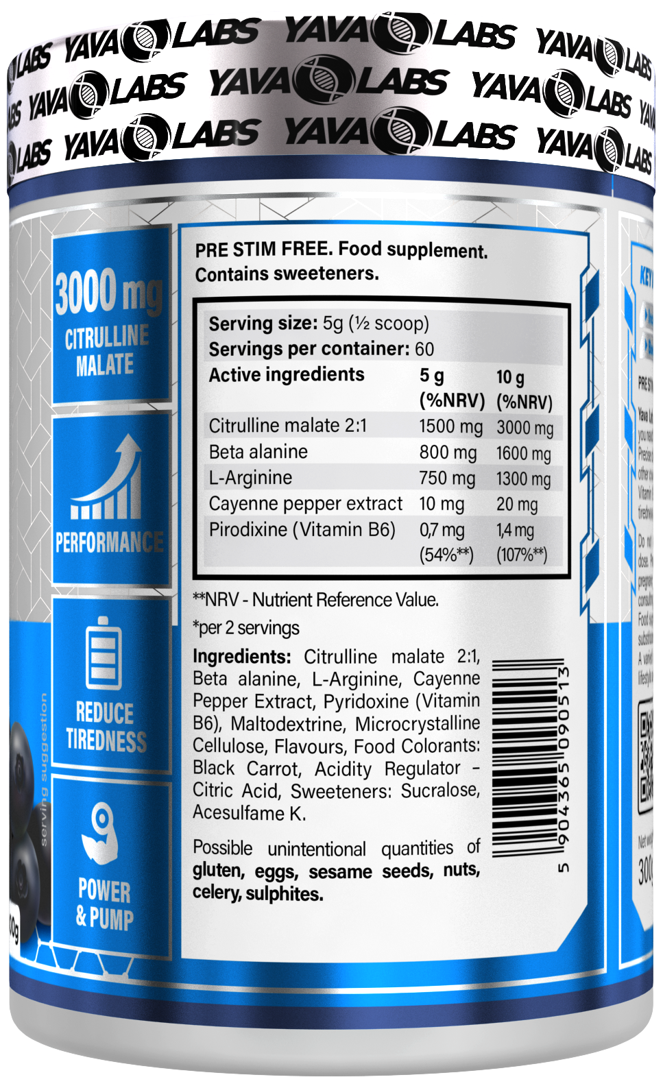 PRE ENTRENO Free Stim (sin estimulantes) - YavaLabs
