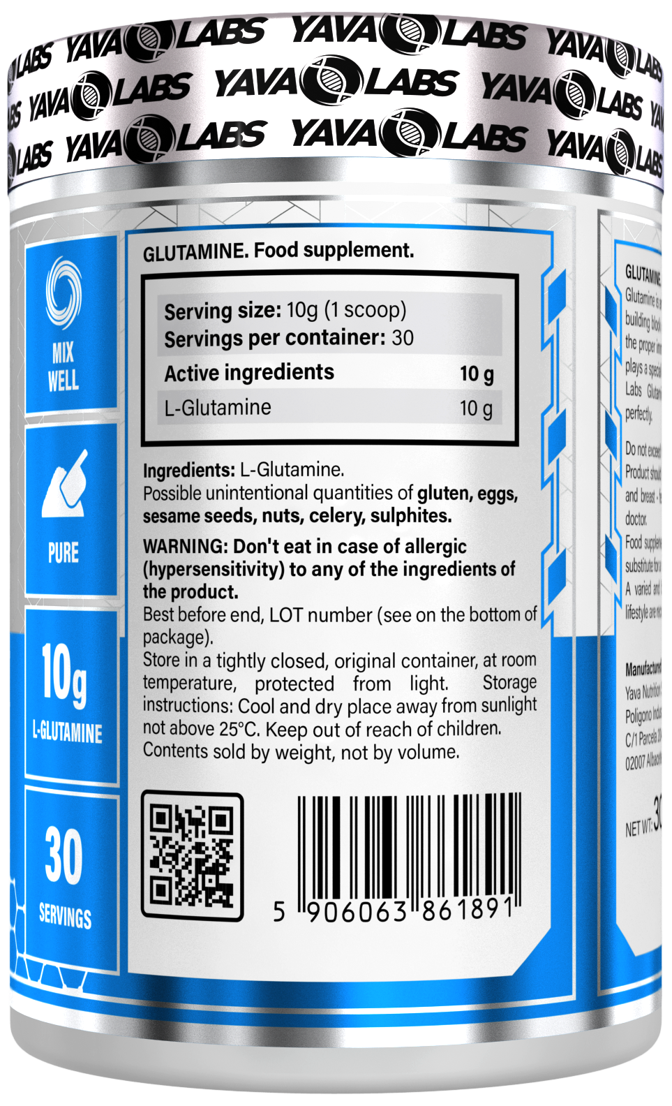 Glutamina x 300 gr - YavaLabs